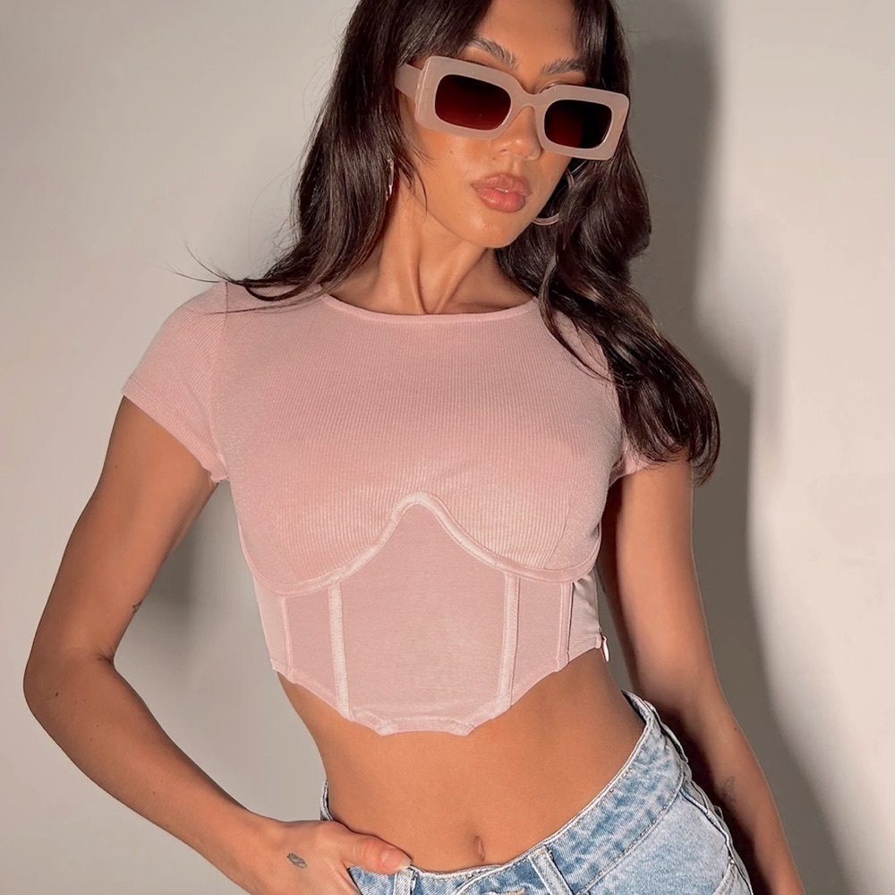 Princess Polly Blush Pink Corset-Style Crop Top